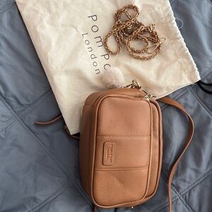 Pom Pom London Original Plus Tan Leather Crossbody Bag